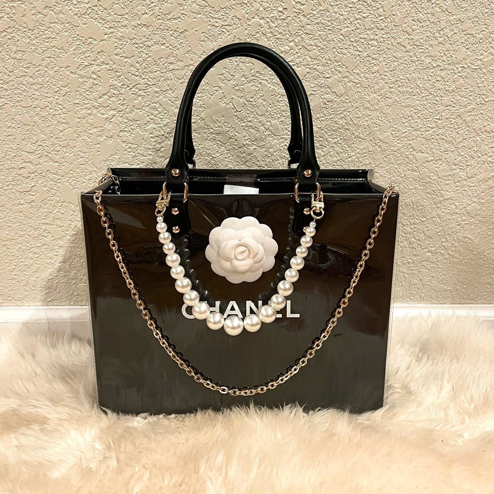 Chanel Medium Shopping Bag Tote with PVC/TPU Cover and Crossbody Chain